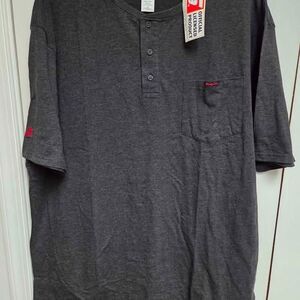Snap-on mens xxl black heathered Henley front pocket short sleeve tshirt new